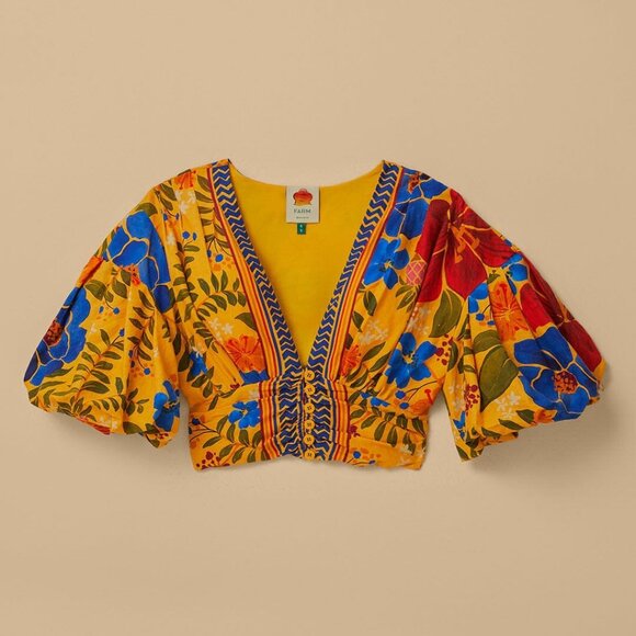 FARM Rio Colorful Floral Crop Top - Picture 1 of 8